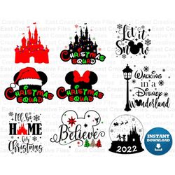mickey's very merry christmas party, svg bundle 9 designs, christmas sublimation, svg, dxf, eps, png digital download