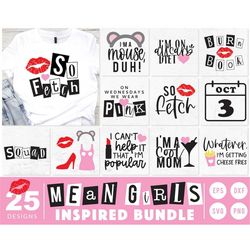 mean girls inspired svg bundle | sassy girl quote svg | burn book svg | bossy girl svg | so fetch svg | for cricut, came