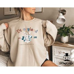 retro mickey and friends disneyland est 1955 sweatshirt, disneyland shirt, family vacation shirt, oversized sweats