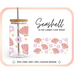 summer libbey can wrap svg | seashell svg | glass can wrap svg | 16oz glass can wrap svg | beer can glass wrap png svg |