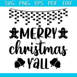 Merry Christmas Y'all Svg, Christmas Svg, Xmas Svg, Happy Holiday Svg, Fairy Lights Svg