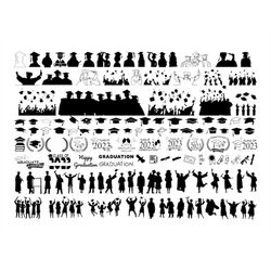 graduation svg bundle, graduation silhouettes svg, graduation cap svg, class of 2023 svg