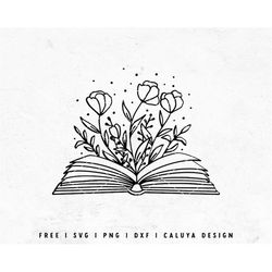floral book svg | bookworm svg | reader svg | boho book svg | boho flower svg | botanical flower svg | book lover cricut