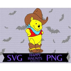 cowboy pooh svg, easy cut file for cricut, layered by colour
