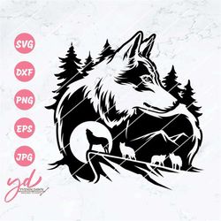 wolf svg | howling wolf svg file | wolf howling to the moon | mountain wolf svg | wolf pack svg | wolf cliparts | cricut