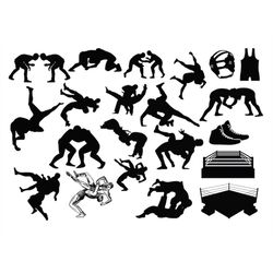 wrestling silhouette svg, wrestling silhouette clipart, wrestling svg cut files for cricut, wrestling cut files