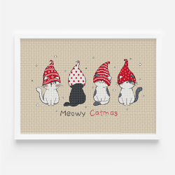 Christmas Kittens Cross Stitch Pattern PDF, Cats Decoration Digital Instant Download, Funny Christmas Kittens