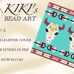 lighter cover pattern peyote pattern, bead pattern for bic maxi lighter cover buffalo skull 2 beading pattern in pdf