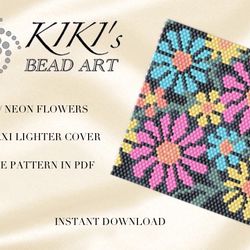 lighter cover pattern peyote pattern bead pattern for bic maxi lighter cover neon vivid flowers beading pattern in pdf