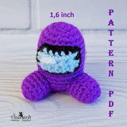 Mini Purple crewmate amigurumi toy crochet