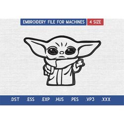 Baby Embroidery Design File, Yoda Embroidery Design File for machine, Instant Download DST, EXP, VP3, PES