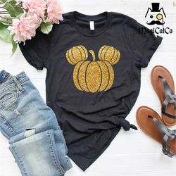 glitter mickey pumpkin shirt, disneyworld halloween shirts, minnie ear shirt , cute ear shirt, disney shirt for women, d