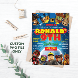 personalized file roblox invite roblox birthday invitation roblox party invitation roblox invitation printable png file
