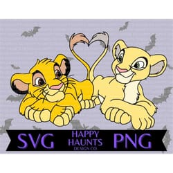 simba and nala svg, easy cut file for cricut, layered by colour