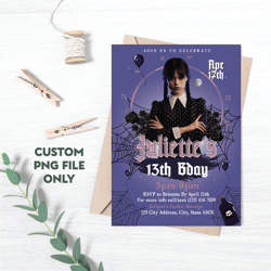 personalized file wednesday addams birthday invitation | wednesday party invite | addams family | wednesday png file