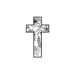 floral easter cross svg, easter cross clipart, floral cross cut files for cricut, faith svg