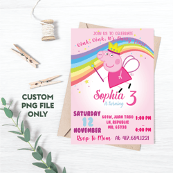 personalized file peppa pig birthday invitation | peppa pig invitation | peppa pig party kids invite | png file