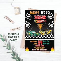 personalized file wheels birthday invitation, hot cars birthday invitation, kid invitation, race cars | png file