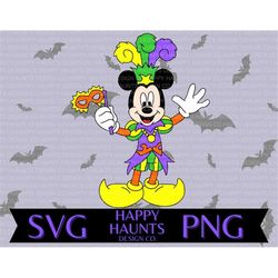 Mardi Gras mouse SVG, easy cut file for Cricut, Layered by colour