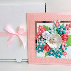 handmade greeting card, all occasion card, mother's day card, birthday card,  flowers card,  card with 3d flowers