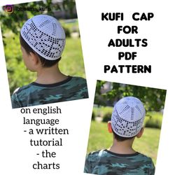 African crochet hat kufi skullcap men pattern