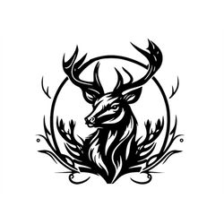 deer head svg, deer head svg cut files for cricut, deer clipart, deer with antlers svg