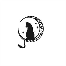 black cat and moon silhouette black cat and moon - svg download file - plotter file - craft plotter cricut