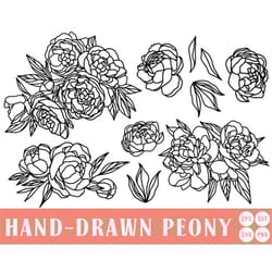 peony svg | rose svg | flower svg | spring flower svg bundle | botanical svg | flower bouquet svg | mothers day svg cric