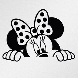 minnie mouse peeking svg, dxf, eps, ai, cdr vector files for cricut, silhouette, cutting plotter, png file for sublimati
