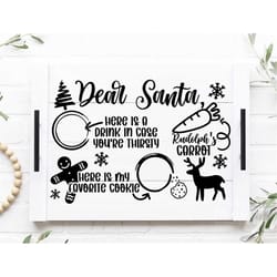 dear santa cookies and milk tray svg png pdf, dear santa svg, christmas tray svg, santa tray svg, christmas cookie and m