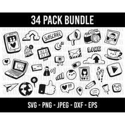 cod284- social media content creator icons 25 svg/facebook /icon bundle,social media symbols, cricut files, blog and web