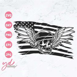 us veteran skull with wings svg png | us soldier military svg | us veteran soldier svg | military helmet skull svg | win