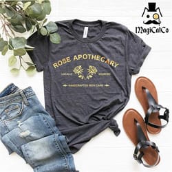 rose apothecary shirt, adult t shirts, locally sourced hand crafted with care. ew david, funny shirt gift rosebud motel