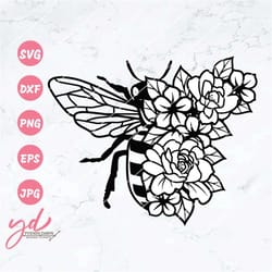 floral bee svg file | bee clipart | bee svg | bee insect svg | flowers bee svg | floral bee shirt | bee shirt | cutting