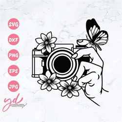 Camera Svg | Photographer Svg | Photography Svg | Photo Taking Svg | Selfie Svg | Floral Camera Svg | Hand Svg | Hand Ho