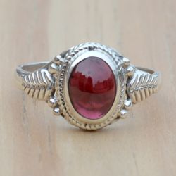 Oval Garnet Ring, Silver Ring Women, Garnet Stone Ring, Red Gemstone Ring, Sterling Silver Handmade Ring, Garnet Jewelry