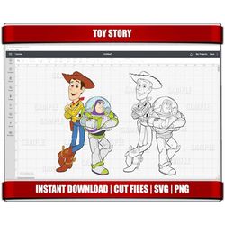 woody svg, toy story svg, buzz svg, toy story png clipart, instant download, for cricut svg files, digital printable bir