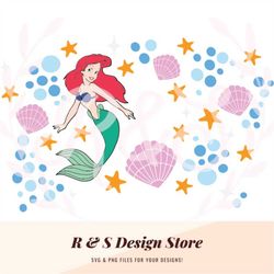 little, mermaid, under the sea, ariel, starbucks, cup wrap, png, svg.