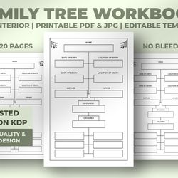 family tree workbook kdp interior