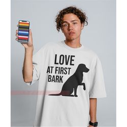 love at first bark unisex tee, dog mom sweatshirt, dog mom gift, dog mom sweatshirt, dog mom shirt, dog mom tee, dog mom