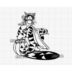 tigger svg, tigger halloween svg, tigger outling svg, halloween svgs, cricut files, instant download, tigger in a costum