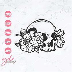 floral skull svg png | skull flowers svg | skull with florals flowers svg | human skull svg | flowers svg | motivational