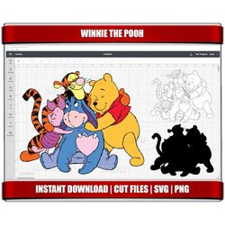 winnie the pooh svg, instant download, winnie the pooh clipart, cricut cut svg, winnie the pooh birthday svg png, digita