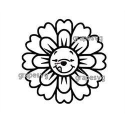 pooh svg, pooh outline black and white svg, cricut files, winnie the pooh svg, flower svg, cute summer pooh svg, summer