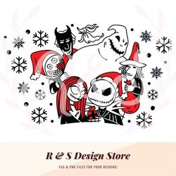 jack, sally, nightmare, christmas, boogie, cup wrap, starbucks, png, svg.