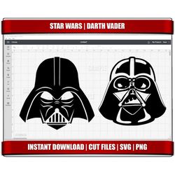 darth vader svg, star wars svg, star wars darth vader png clipart, instant download, cricut cut file, silhouette cut fil