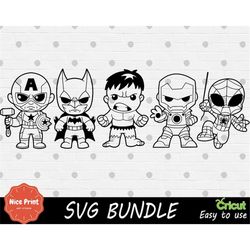 outline friends superheros svg bundle - cricut svg - svg cut file - digital print - easy cut - high quality - clipart