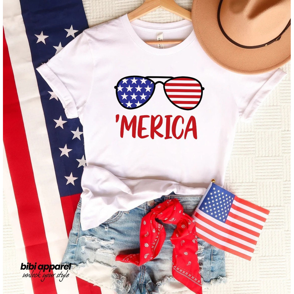 4th Of July America Sunglasses Shirt, Merica Shirt, Sunglasses Shirt, Independence Day Shirt, 4th of July Gift, Independence Day Gift - 1.jpg