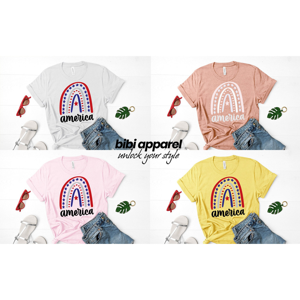 4th of July Rainbow America Shirt, 4th of July Rainbow Shirt, Rainbow Shirt, Independence Day Shirt, 4th of July Gift, Independence Day Gift - 2.jpg