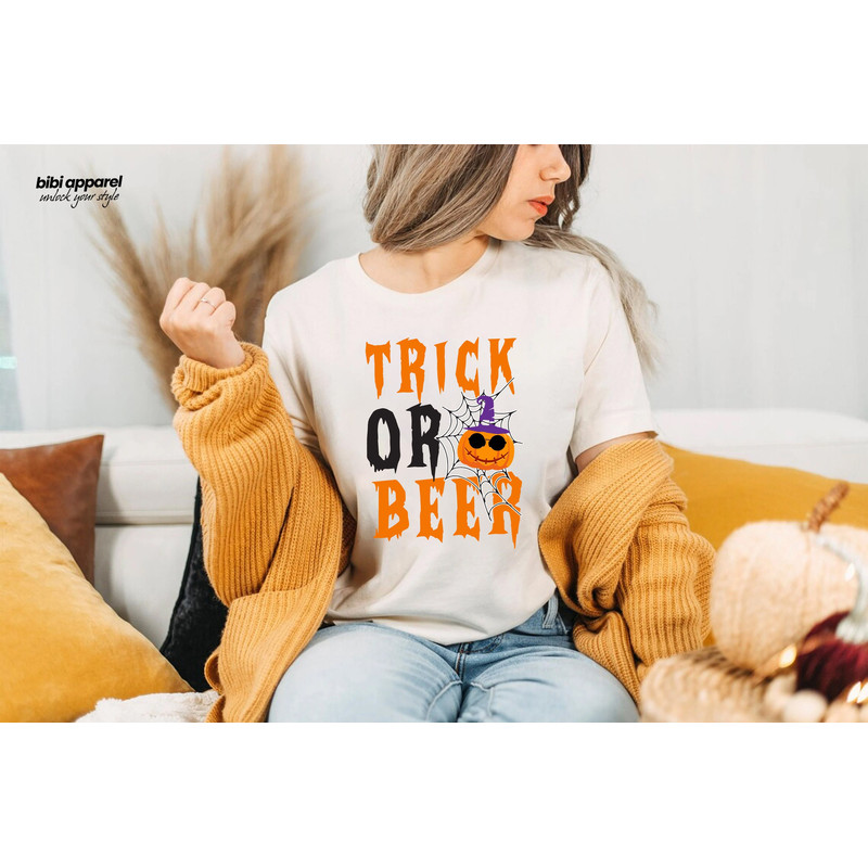 Adult Trick Or Treat T Shirt, Drinking T-Shirt, Halloween T-Shirt, Funny Halloween Tee, Funny Trick Or Beer - 1.jpg